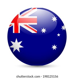 Flag of Australia as round glossy icon. Button with Australian flag