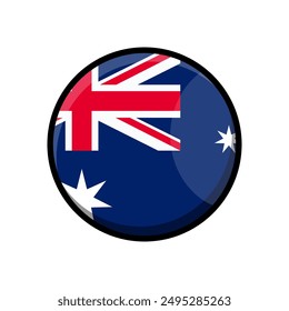 Bandera de Australia icono redondo, placa o Botón. Símbolo nacional australiano. Ilustración vectorial.