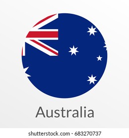 Flag of Australia round icon, badge or button. Australian national symbol. Vector illustration.