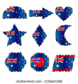 flag of Australia, set of different geometric shapes from the colors of the flag of Australia