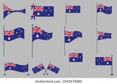 Bandeira da Austrália Conjunto, Original e simples bandeira da Austrália Pacote, ilustração vetorial da bandeira da Austrália Coleção
