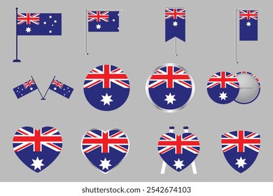 Flag of Australia Set, Original and simple Australia flag Bundle, vector illustration of Australia flag Collection
