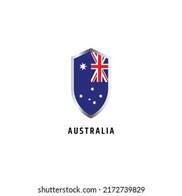 Flag of Australia with shield shape icon flat vector illustration