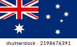The flag of Australia. Standard color. Standard size. A rectangular national flag. Digital illustration. Computer illustration. Vector illustration.
