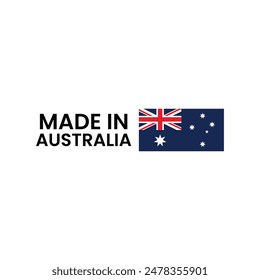 Flag Of Australia With Text Made in Australia Vector Illustration.