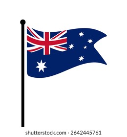 Bandeira da Austrália. Design de ícone de ilustração de vetor da bandeira da Austrália. Bandeira de mastro flutuante.