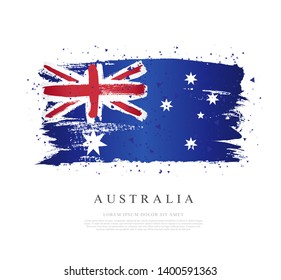 Flag of Australia. Vector illustration on white background. Brush strokes drawn by hand. Independence Day in Australia.