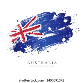 Flag of Australia. Vector illustration on white background. Brush strokes drawn by hand. Independence Day in Australia.