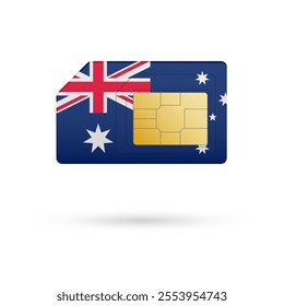 Flag of Australia. Vector illustration of SIM Card with flag on white background