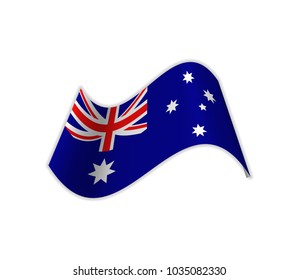 The Flag Of Australia. Vector illustration of a state. green continent