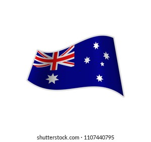 The Flag Of Australia. Vector illustration of a state. green continent