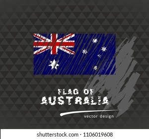Flag of Australia, vector pen illustration on black background