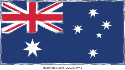 flag of Australia watercolor brush style painting decor print 