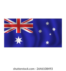 Bandeira da Austrália ondulada flui ao vento, com dobras 3d
