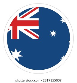 Bandera del círculo blanco de Australia. La bandera australiana en círculo para pegatinas.	
