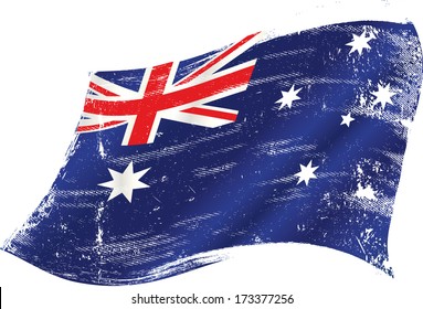 flag of Australia in the wind with a texture