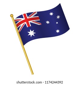 Flag Australiaaustralia Flag Golden Waving Isolated Stock Vector ...