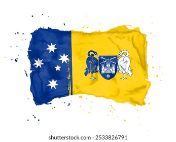 Bandera del Territorio de la Capital Australiana, fondo de pincelada.  Bandera Territorio Capital de Australia sobre fondo blanco. Estilo de acuarela para su diseño.  EPS10.