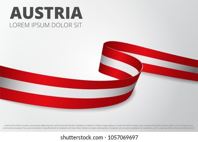 Flag of Austria background. Austrian ribbon. Card layout design. Vector illustration.