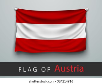 FLAG OF austria battered, hung on the wall, screwed screws