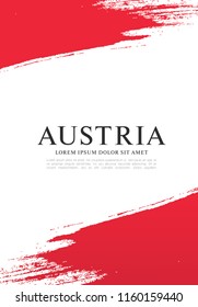 Flag of Austria, brush stroke background, vector illustration