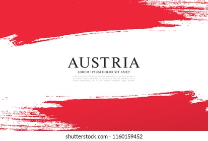 Flag of Austria, brush stroke background, vector illustration