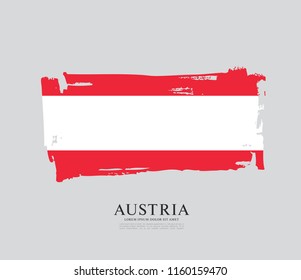 Flag of Austria, brush stroke background, vector illustration