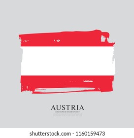 Flag of Austria, brush stroke background, vector illustration