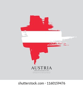 Flag of Austria, brush stroke background, vector illustration