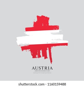 Flag of Austria, brush stroke background, vector illustration