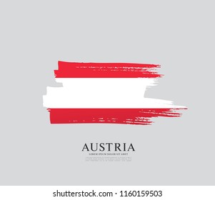 Flag of Austria, brush stroke background, vector illustration