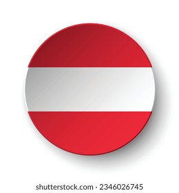 La bandera de Austria. Icono de indicador de botón. Color estándar. Indicador de icono de círculo. 3 quinquies ilustración. Ilustración del equipo. Ilustración digital. Ilustración vectorial.