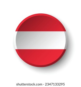 The flag of Austria. Button flag icon. Standard color. Circle icon flag. 3d illustration. Computer illustration. Digital illustration. Vector illustration.