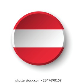 The flag of Austria. Button flag icon. Standard color. Circle icon flag. 3d illustration. Computer illustration. Digital illustration. Vector illustration.