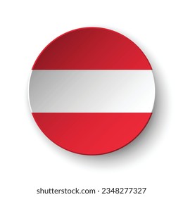 The flag of Austria. Button flag icon. Standard color. Circle icon flag. 3d illustration. Computer illustration. Digital illustration. Vector illustration.