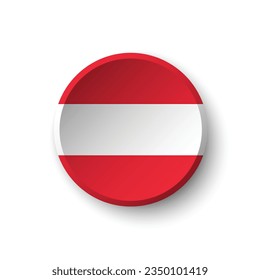 The flag of Austria. Button flag icon. Standard color. Circle icon flag. 3d illustration. Computer illustration. Digital illustration. Vector illustration.