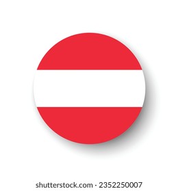 The flag of Austria. Button flag icon. Standard color. Circle icon flag. 3d illustration. Computer illustration. Digital illustration. Vector illustration.