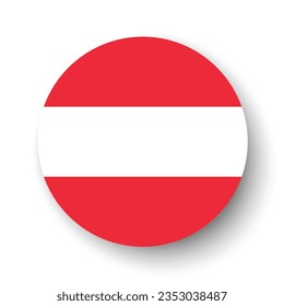 The flag of Austria. Button flag icon. Standard color. Circle icon flag. 3d illustration. Computer illustration. Digital illustration. Vector illustration.