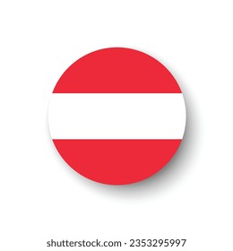 Die Flagge Österreichs. Button-Flag-Symbol. Standardfarbe. Circle Icon Flag. 3D-Abbildung. Computergrafik. Digitale Illustration. Vektorgrafik.