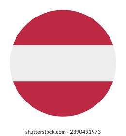 The flag of Austria. Button flag icon. Standard color. Circle icon flag. Computer illustration. Digital illustration. Vector illustration.