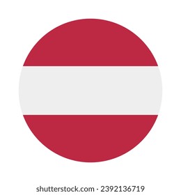 The flag of Austria. Button flag icon. Standard color. Circle icon flag. Computer illustration. Digital illustration. Vector illustration.