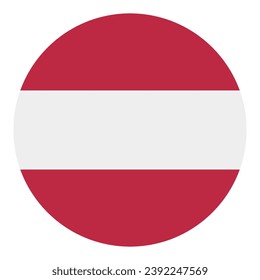 La bandera de Austria. Icono de indicador de botón. Color estándar. Indicador de icono de círculo. Ilustración del equipo. Ilustración digital. Ilustración vectorial.