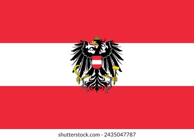 Flag of Austria with coat of arms,with official proportions and color.Genuine.
Original flag of Austria.Vector.