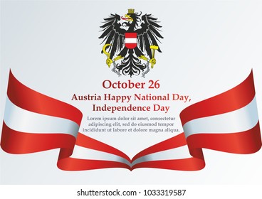 Flag of Austria, Declaration of Neutrality, Austria Independence Day, 26 October. Bright, colorful vector illustration