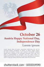 Flag of Austria, Declaration of Neutrality, Austria Independence Day, 26 October. Bright, colorful vector illustration