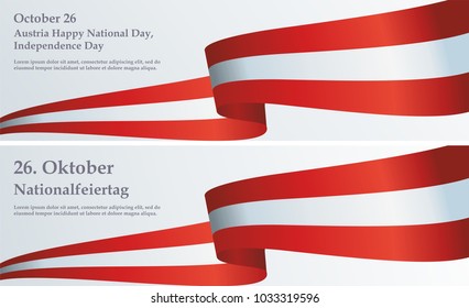 Flag of Austria, Declaration of Neutrality, Austria Independence Day, 26 October. Bright, colorful vector illustration