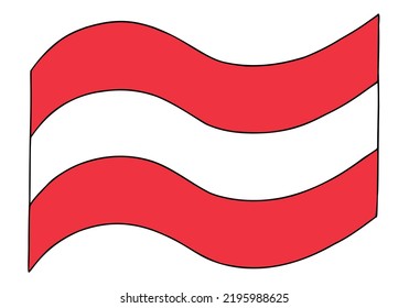 Die Flagge Österreichs im Doodle-Stil. Handgezeichnet. Freehand Zeichnung. Doodle. Skizze. Umriss.