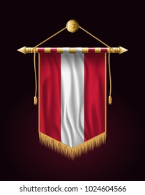 Flag of Austria. Festive Vertical Banner. Wall Hangings with Gold Tassel Fringing