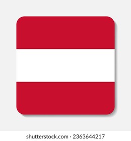Flag of Austria flat icon. Square vector element with shadow underneath. Best for mobile apps, UI and web design.