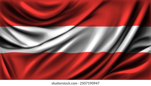 Flag of Austria fluttering close up. Vector illustration.